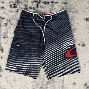 Y2K Oakley Black Red Board Shorts